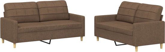 vidaXL 2-delige Loungeset met kussens stof bruin