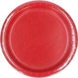 Haza-Witbaard Feest bordjes - set 24x stuks - rood - dia 23 cm - Wegwerpborden - karton