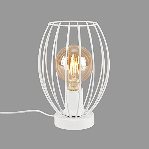 Briloner Leuchten - Tafellamp, tafellamp, bedlampje, bedlampje, bureaulamp, 1x E27, incl. kabelschakelaar, wit, 175x256mm (DxH)