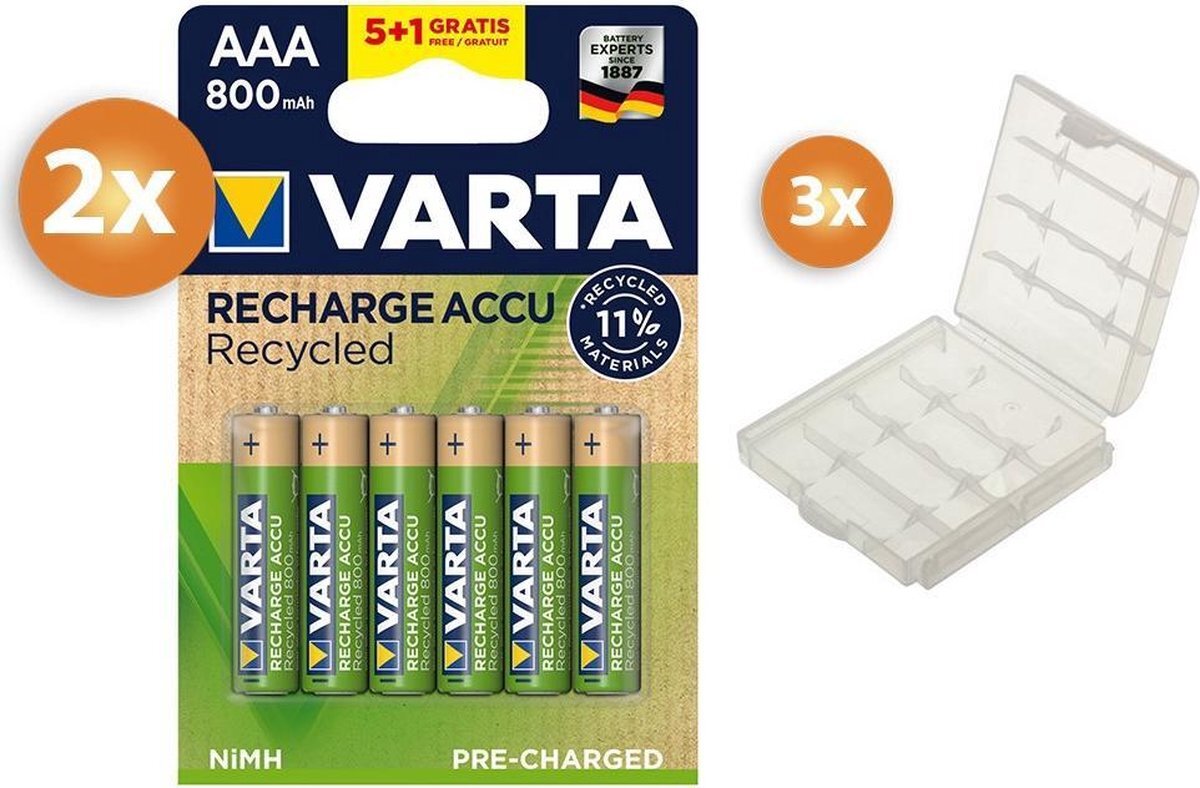 varta AAA batterijen Voordeelpak 10+2 gratis - 800mAh - Oplaadbaar