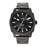 Fossil Machine Horloge voor heren, Quartz uurwerk met roestvrij stalen of leren band, Black and dark grey
