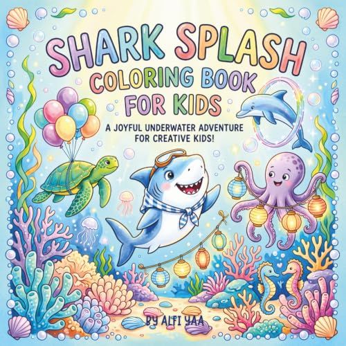 Shark Splash! Coloring Book for Kids: 50 Fun and Easy Coloring Pages with Baby Sharks, Sea Animals, and Ocean Adventures