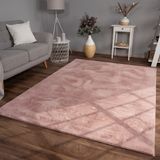 TT Home Woonkamertapijt kortpolig effen kleuren modern wasbaar Rosa Polyester 140x200 cm