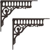vidaXL Wandplankbeugels - 2 stuks - Antiekbruin - 27,5 x 23 x 4 cm - Staal