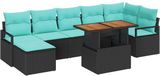 vidaXL Tuinbank Set Zwart en Teal Polyrattan