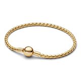 PANDORA Moments 564028C00-18 Sterling zilveren ronde vleugel ketting armband met 14K vergulde legering, momenten, maat: 18 cm