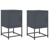 VidaXL Nachtkastjes 2 st 36x39x60,5 cm staal antracietkleurig