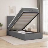 vidaXL - Ottoman bed met matras - Donkergrijs - 90 x 200 cm - Stof