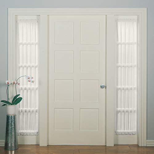 No. 918 Emily Sheer Voile Single Curtain Door Sidelight Panel, Eggshell White, 28" x 72"
