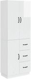 vidaXL - Kast - Set - 2 - st - Hoogglans - Wit - Bewerkt - hout