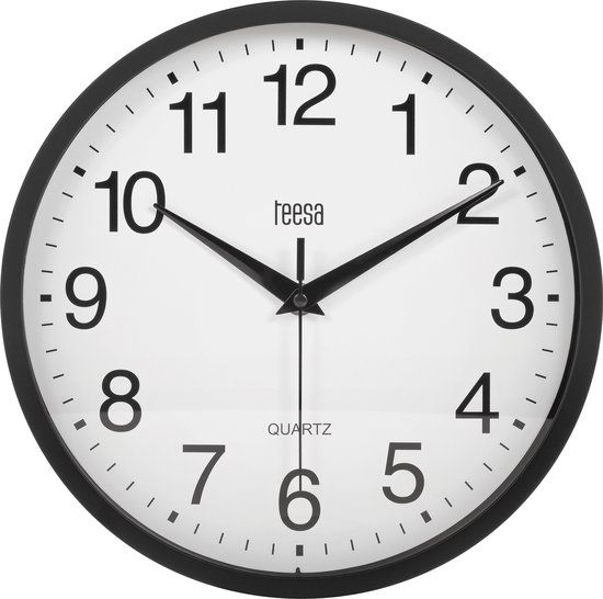 Teesa TSA0037B Analoge Wandklok 25 cm Zwart