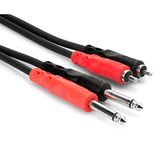 Hosa CPR203 Dual 1/4 naar RCA 9.75 F, Telefoon Mono 6.3 mm Audio Kabels