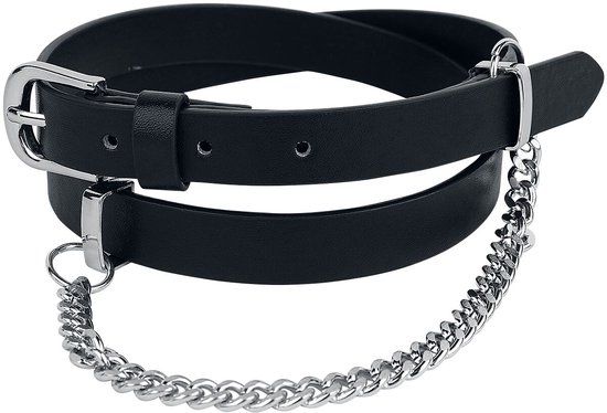Rock Rebel by EMP Zwarte smalle riem met sierketting - Dames - 115 cm