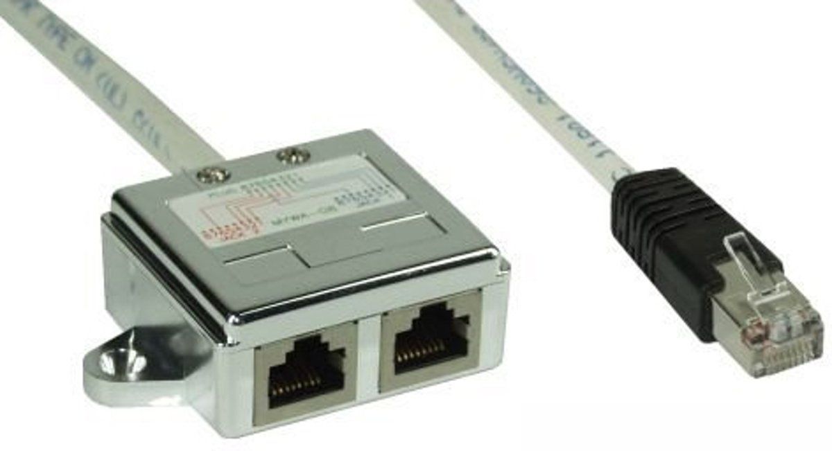 Inline Cat.5e / ISDN T-Adapter (Port-Doppler) RJ45 St an 2x RJ45 Bu, 15cm, I 0.15m netwerkkabel