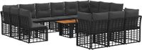 vidaXL Tuinbank - Set - 14 - st - Zwart - en - Donkergrijs - poly - rattan