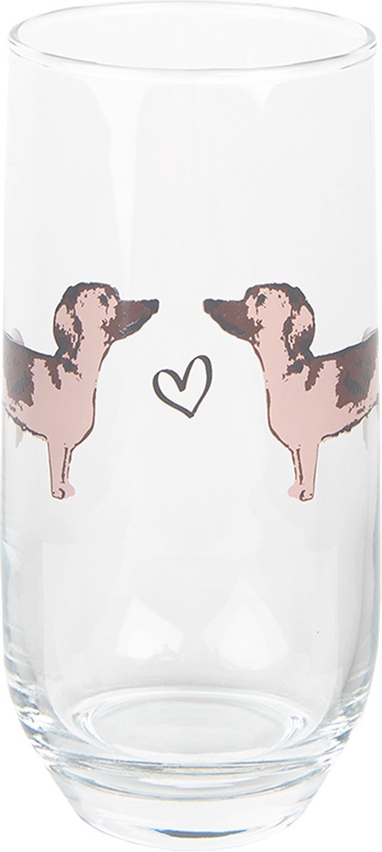 Clayre & Eef Waterglas 380 ml Honden Drinkbeker Drinkglas