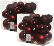 Decoris Kaemingk B.V. 52x stuks kunststof kerstballen donkerrood (oxblood) 6-8-10 cm - Onbreekbare plastic kerstballen