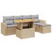 vidaXL 6-delige Loungeset met Kussens, Poly Rattan, Acacia, Beige