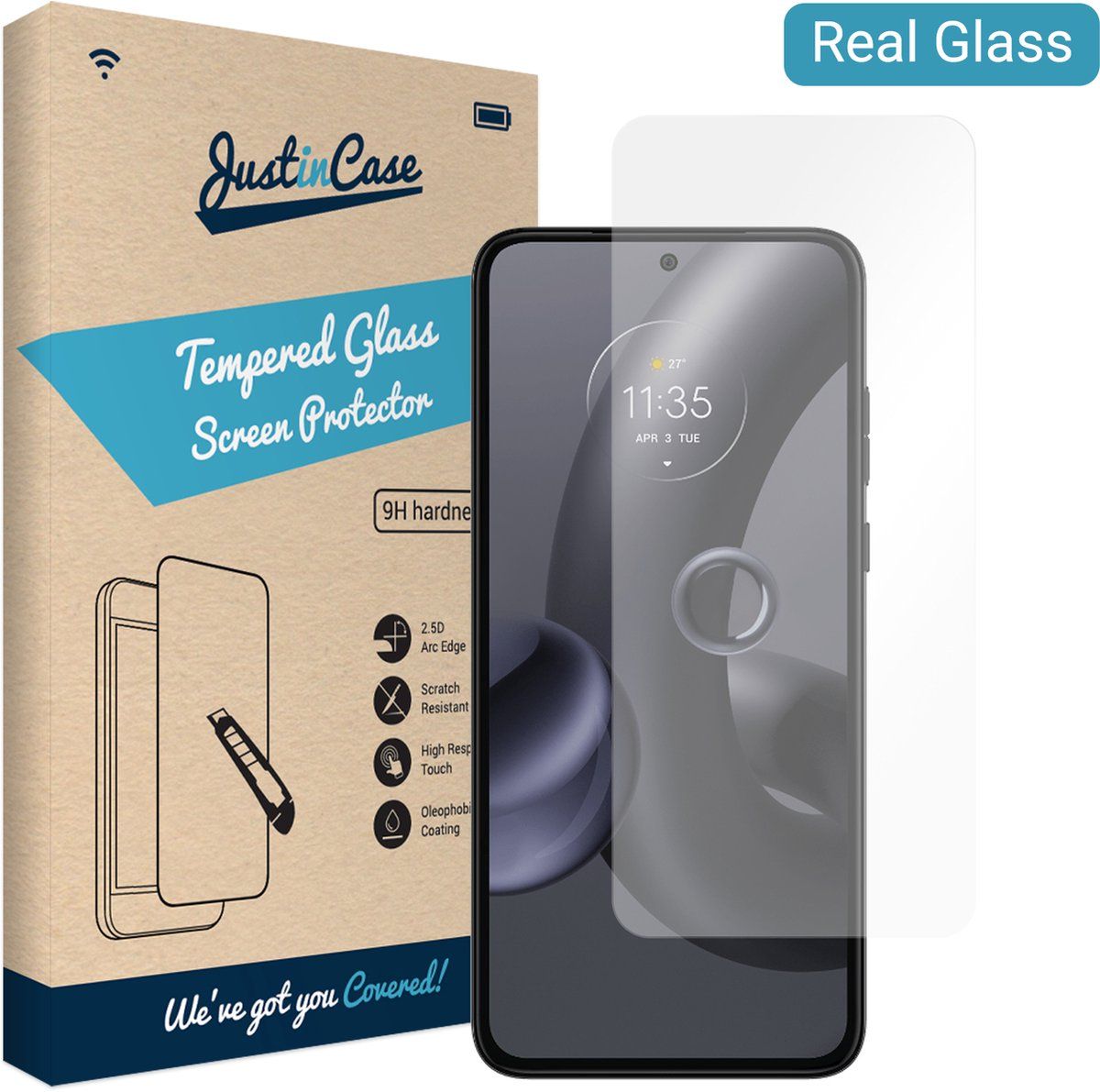 Just in Case Tempered Glass Motorola Edge 30 Neo Screenprotector Zwart