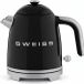 SWEISS Waterkoker Vintage KTS9, 1000 W, 1 liter, 360° voet, zwart, roestvrij staal