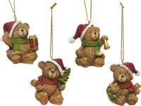 Decoris kersthanger beer polyresin kerstdecoratie 6x4,7x4,4cm bruin.