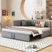 Pangivo Canapé-lit d'angle avec lit gigogne extensible 90/180x200 cm en velours gris gain de place