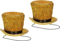 Guirca Carnaval mini hoed voor diverse thema's - 2x - goud - glitters - dames