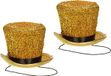 Guirca Carnaval mini hoed voor diverse thema's - 2x - goud - glitters - dames