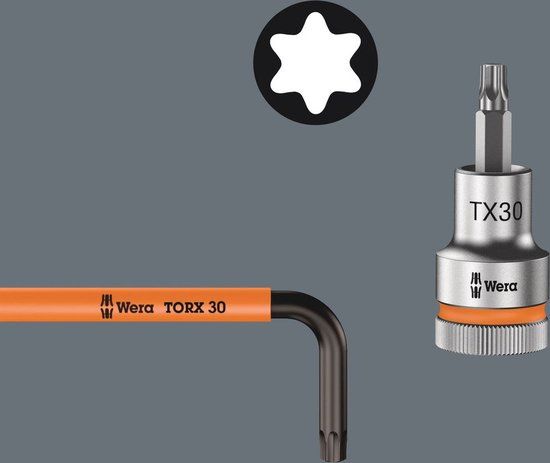 967 Wera 05024357001 BlackLaser Multicolour Stiftsleutel met kogelkop - Torx - T30 x 122mm