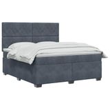 vidaXL Boxspringbed met matras Donkergrijs 140 x 200 cm Fluweel