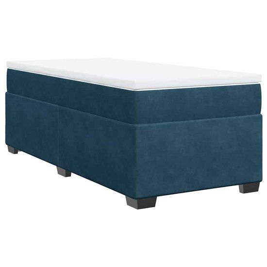 vidaXL Boxspring met matras fluweel donkerblauw 80x200 cm