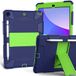 Case iPad Case voor 10.2 Inch 9e/8e/7e generatie 2021/2020/2019 met Drie-in-één ontwerp, schokbestendig Robuuste case met potloodhouder en standaard - Marineblauw+Geel-groen