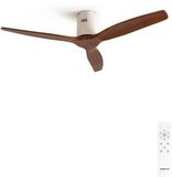 Create Stille 40W Plafondventilator met ABS Bladen - Wit/Donker Houtlook - Ø112 cm - Afstandsbediening - WIND CALM