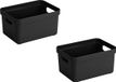 Bellatio Decorations Sunware Opbergbox Sigma - 5 stuks - Zwart - Kunststof - 13 liter