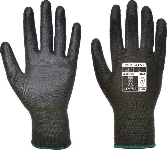 Portwest PU Palm Handschoen Zwart - Maat XL