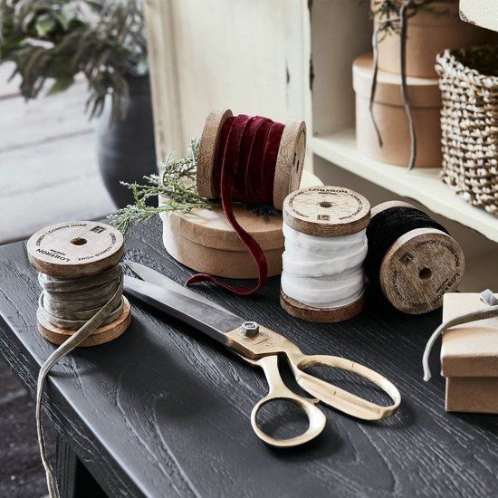 Loberon Fluwelen lint set van 4 Hilary bont
