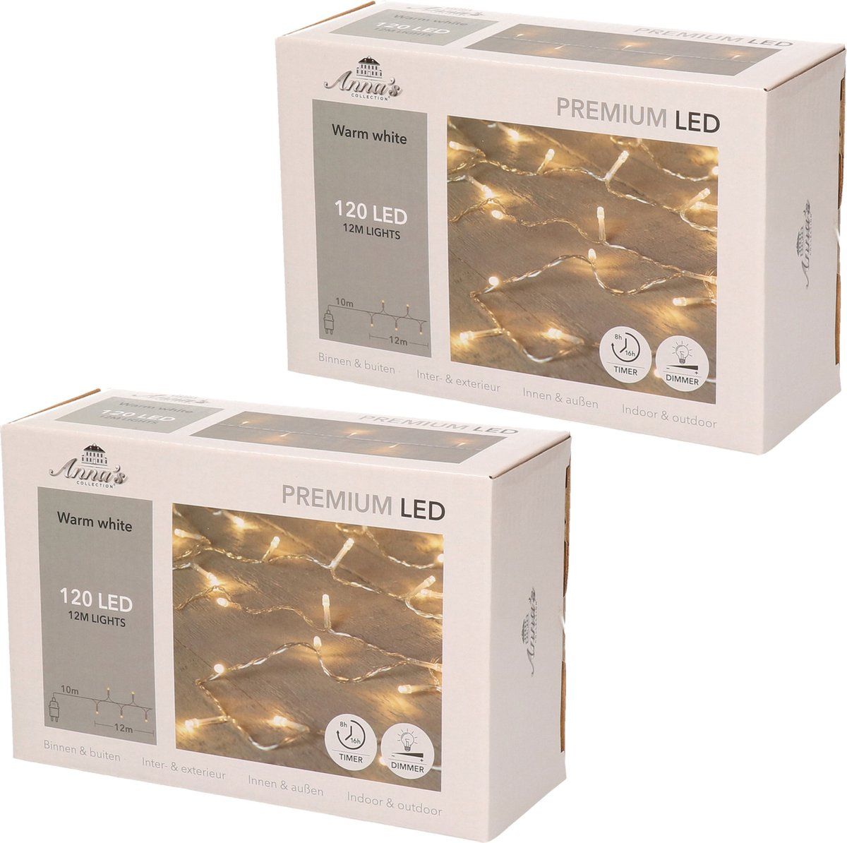 Anna's Collection Kerstverlichting - Set van 2 - Warm Wit - 120 LEDS - 1200 cm - Binnen & Buiten