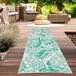 Bol Tapis d'extérieur imperméable avec motif tropical, couleur : pétrole, dimensions : 90 x 300 cm