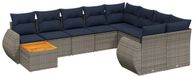 vidaXL set de 10 pièces de mobilier de jardin, gris, polyrotin
