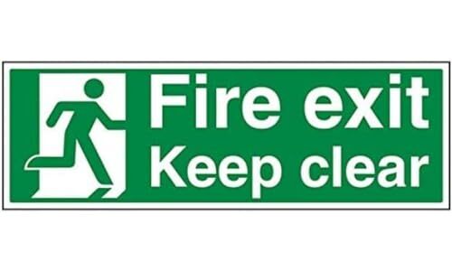 V Safety VSafety Fire Exit Keep Clear Sign - 600mm x 200mm - Zelfklevende Vinyl
