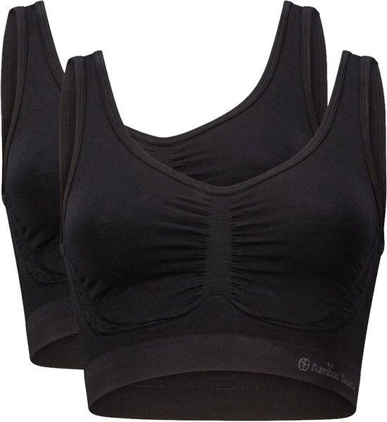Bamboo Basics Naadloze BH Nova - 2-pack - Zwarte Comfort BH Top - Maat XXL