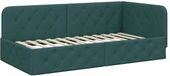 vidaXL Hoekbedframe, donkergroen, 100 x 200 cm, stof
