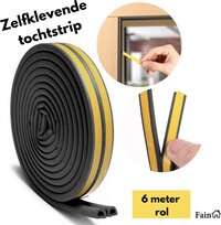 Fain Tochtstrip - 6 Meter - Zwart - D-profiel