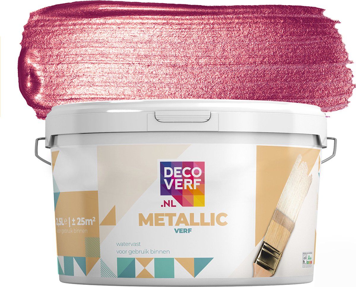 Decoverf.nl Decoverf metallic verf zuurstokroze 2.5L - 8719743418424