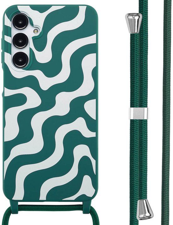 imoshion Hoesje - Geschikt voor Samsung Galaxy A16 (4G) / A16 (5G) - Siliconen design hoesje met koord - Petrol Green Groovy