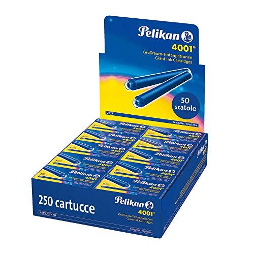 pelikan 310748A inktpatronen 4001 voor GTP5 vulpen, 250 stuks/50 dozen met elk 5 grote patronen, koningsblauw