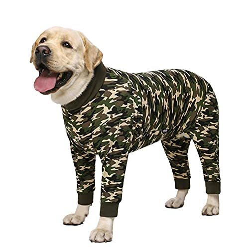 JRKJ Hondenkleding camouflage hond pyjama jumpsuit lichtgewicht hond kostuum onesies voor middelgrote grote honden meisje/jongen shirt