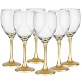 Glasmark Krosno Wijnglas 0,3L Rode Wijn Wijnglazen Set Glazen Witte Wijn Rode wijnglazen Witte Kelkglas Glas Vaatwasserbestendig Transparant Goud 6 X 300 Ml
