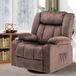 COMHOMA Chaise de relaxation manuelle pivotante pour adultes avec dossier réglable et repose-pieds, chaise de salon 361°, porte-gobelet, poches latérales, tissu doux, ergonomique, marron