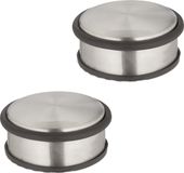 Merkloos / Sans marque Relaxdays Deurstopper RVS - Set van 2 - 4,5 x 10,5 cm - Antislip - Zilver-Zwart